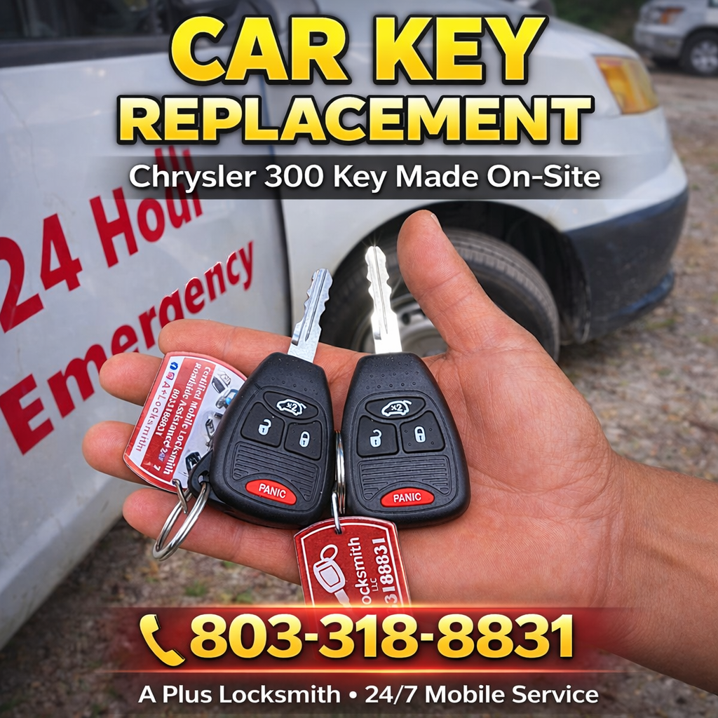 A Plus Locksmith car key replacement — Chrysler 300 key made on-site