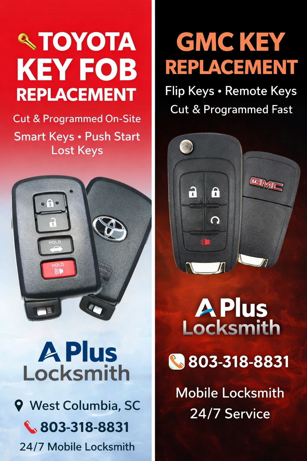 A Plus Locksmith Toyota and GMC key fob replacement